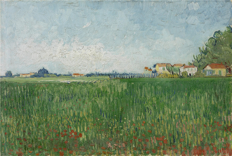 Farmhouses In A Wheat Field Near Arles - Click Image to Close